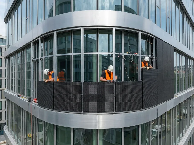 LED Display Einbau in Fassade
