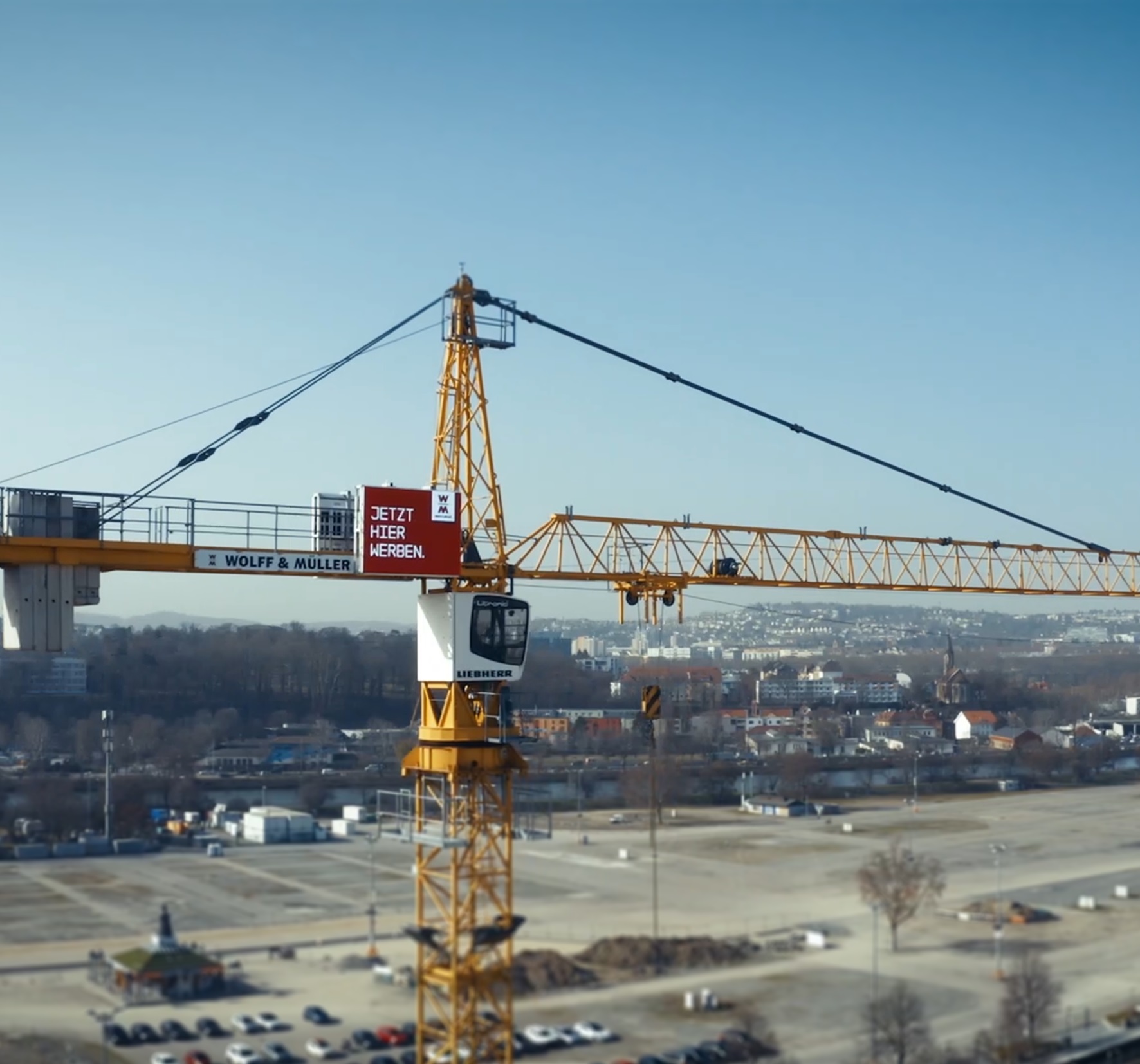 deset LED Display Installation mit Kransystem