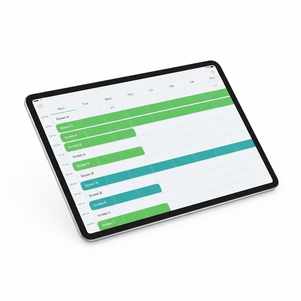 Screenpool Kalender-Interface auf Tablet