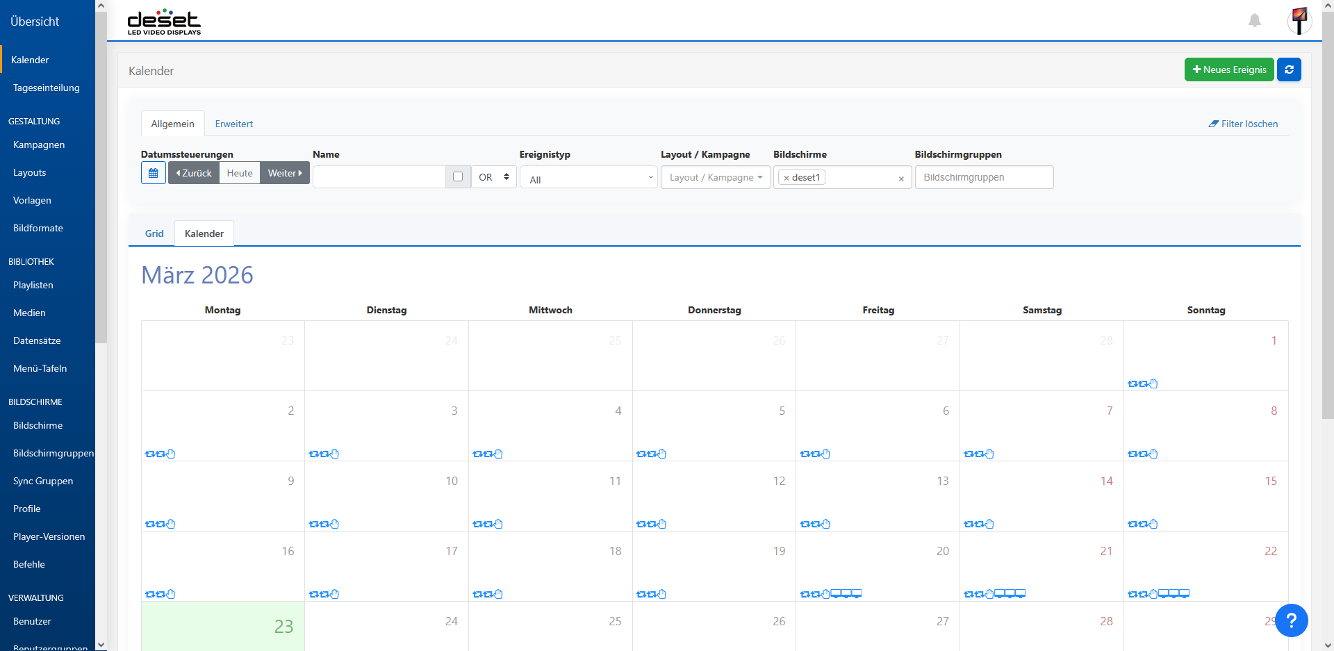 Screenpool CMS Interface