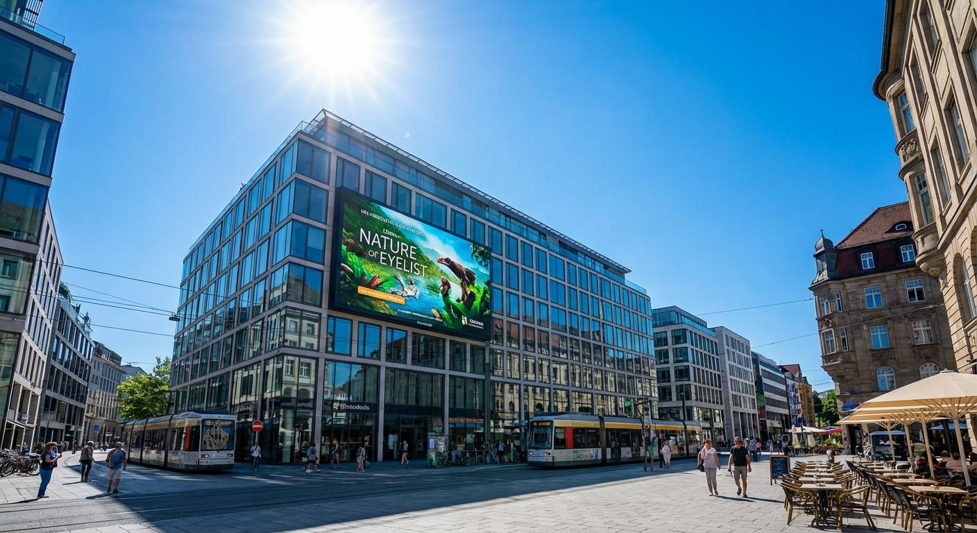 LED Display im Außenbereich — matte Anti-Reflexionsmaske bei Sonneneinstrahlung sichtbar