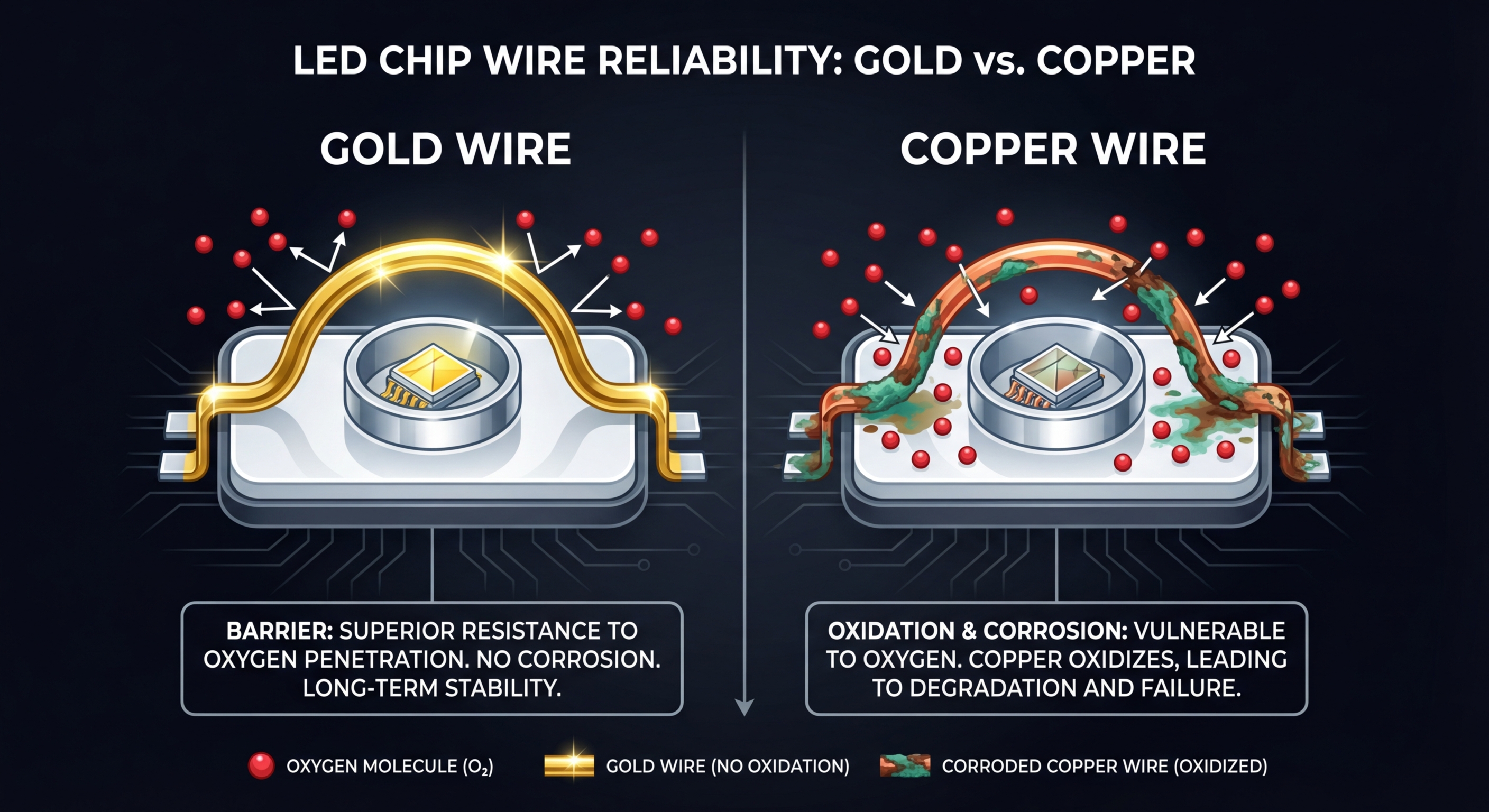 Illustration: Gold Wire vs. Copper Wire Permeation