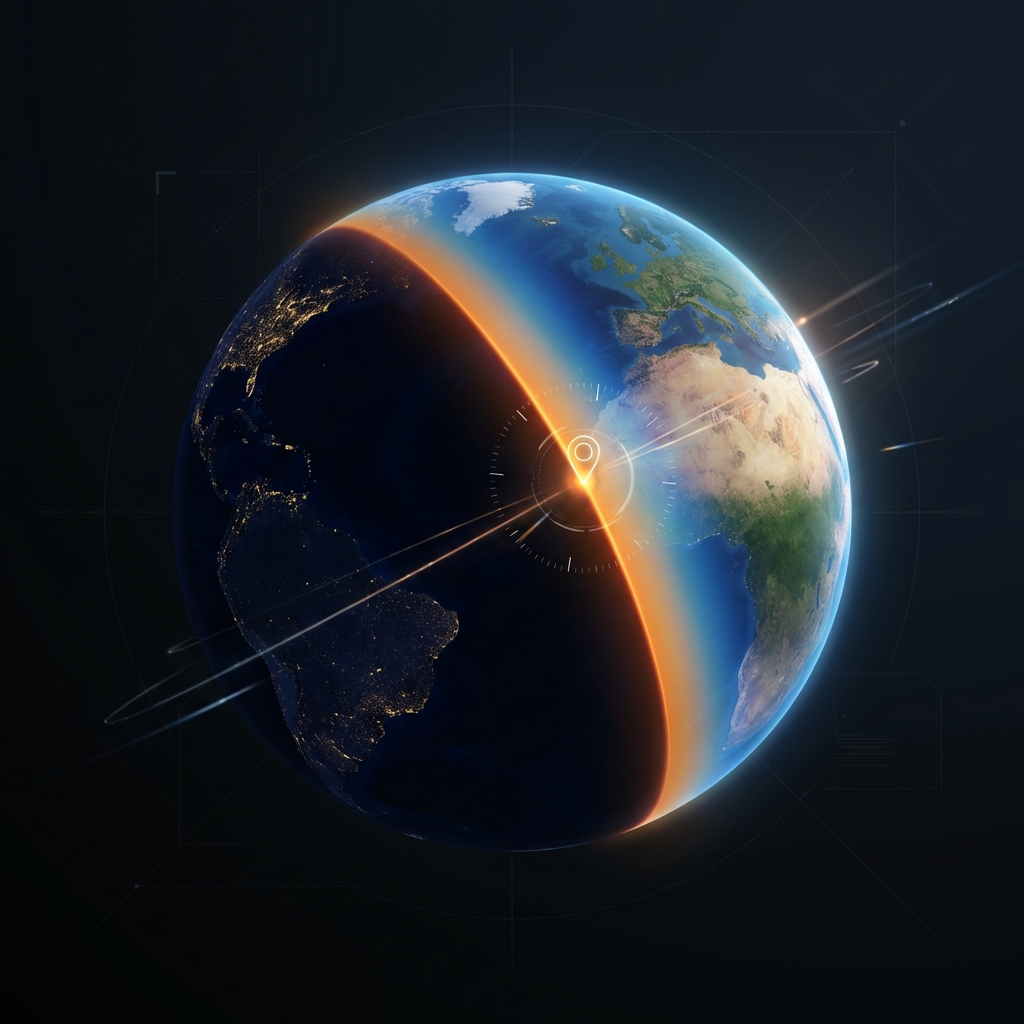 Sonnenuntergangsvisualisierung — astronomische Dämmerungszeiten